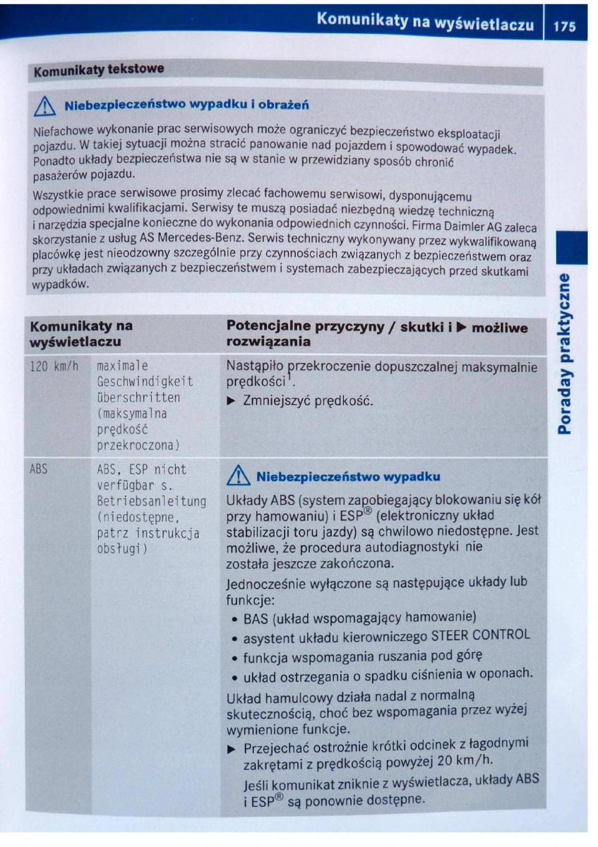 Mercedes Benz B Class W245 instrukcja obslugi / page 176