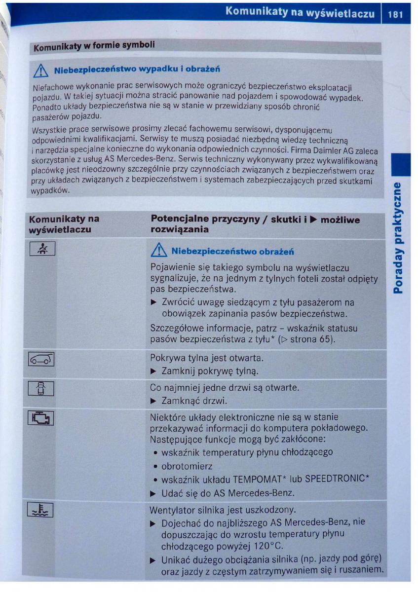 Mercedes Benz B Class W245 instrukcja obslugi / page 182