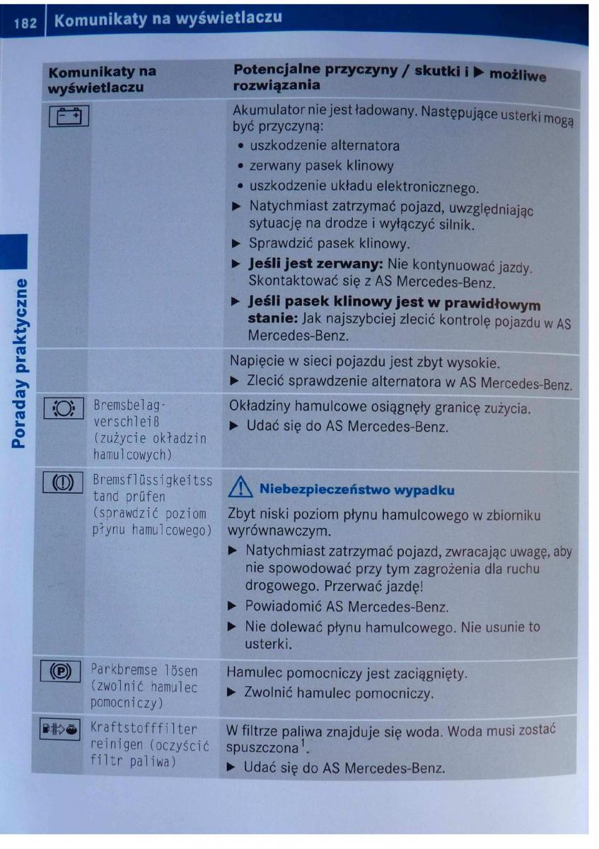 Mercedes Benz B Class W245 instrukcja obslugi / page 183