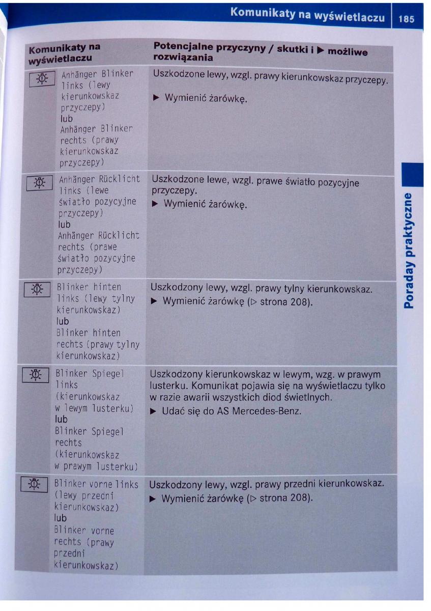 Mercedes Benz B Class W245 instrukcja obslugi / page 186