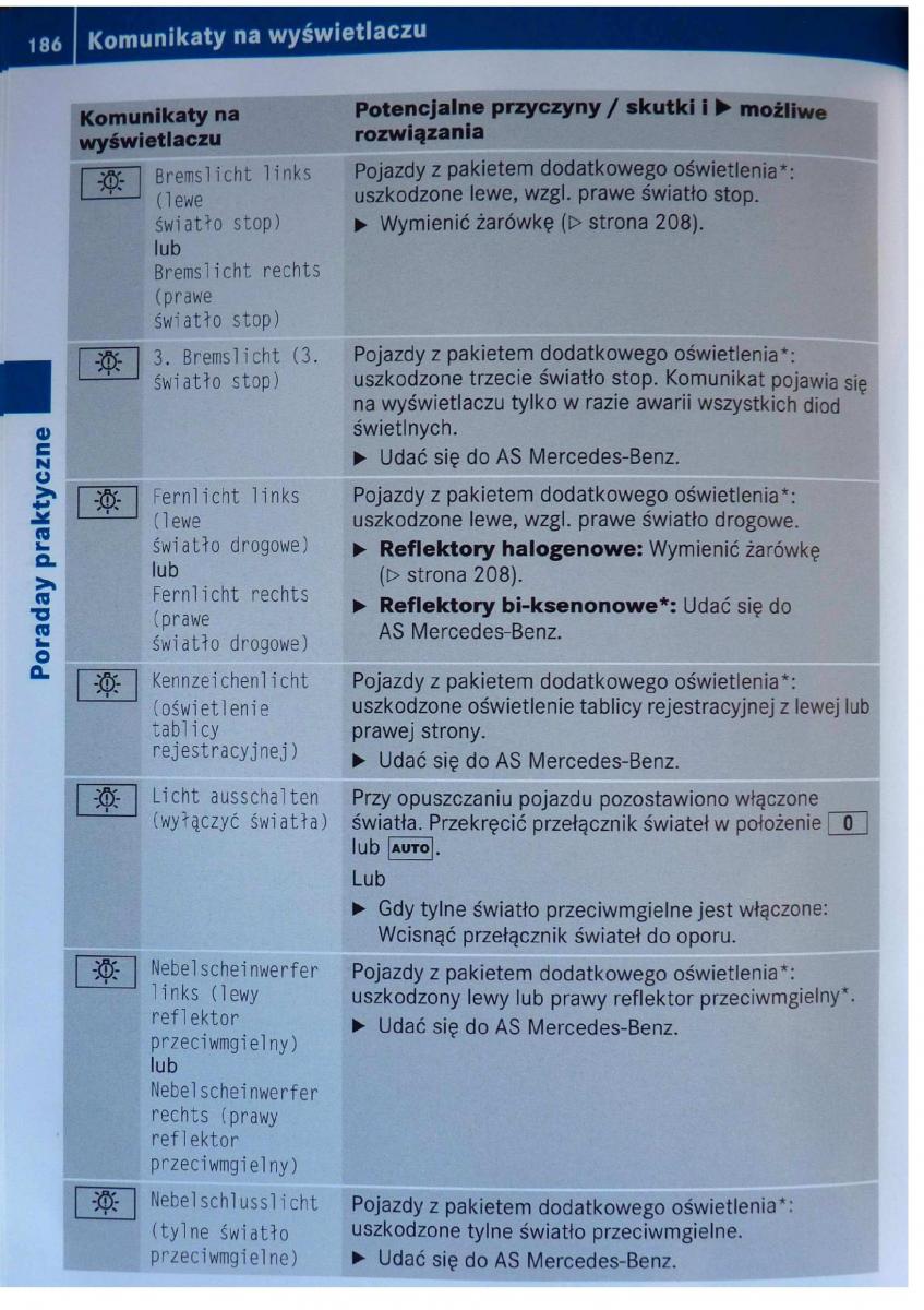 Mercedes Benz B Class W245 instrukcja obslugi / page 187