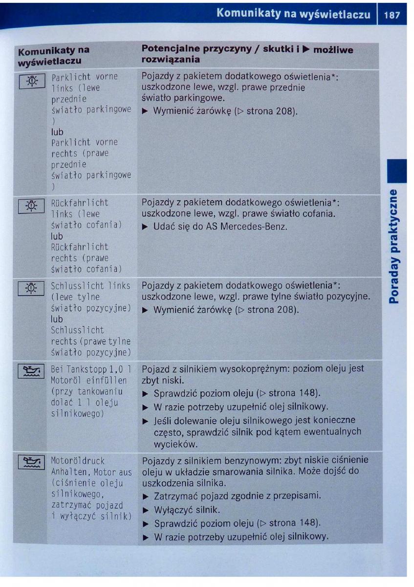 Mercedes Benz B Class W245 instrukcja obslugi / page 188