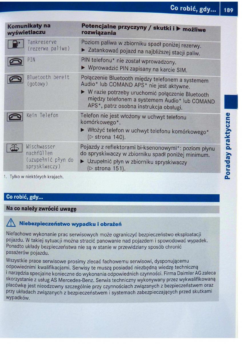 Mercedes Benz B Class W245 instrukcja obslugi / page 190