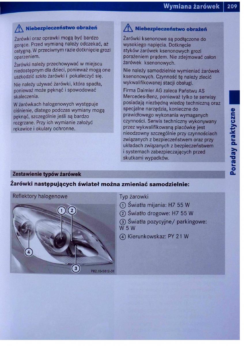 Mercedes Benz B Class W245 instrukcja obslugi / page 210