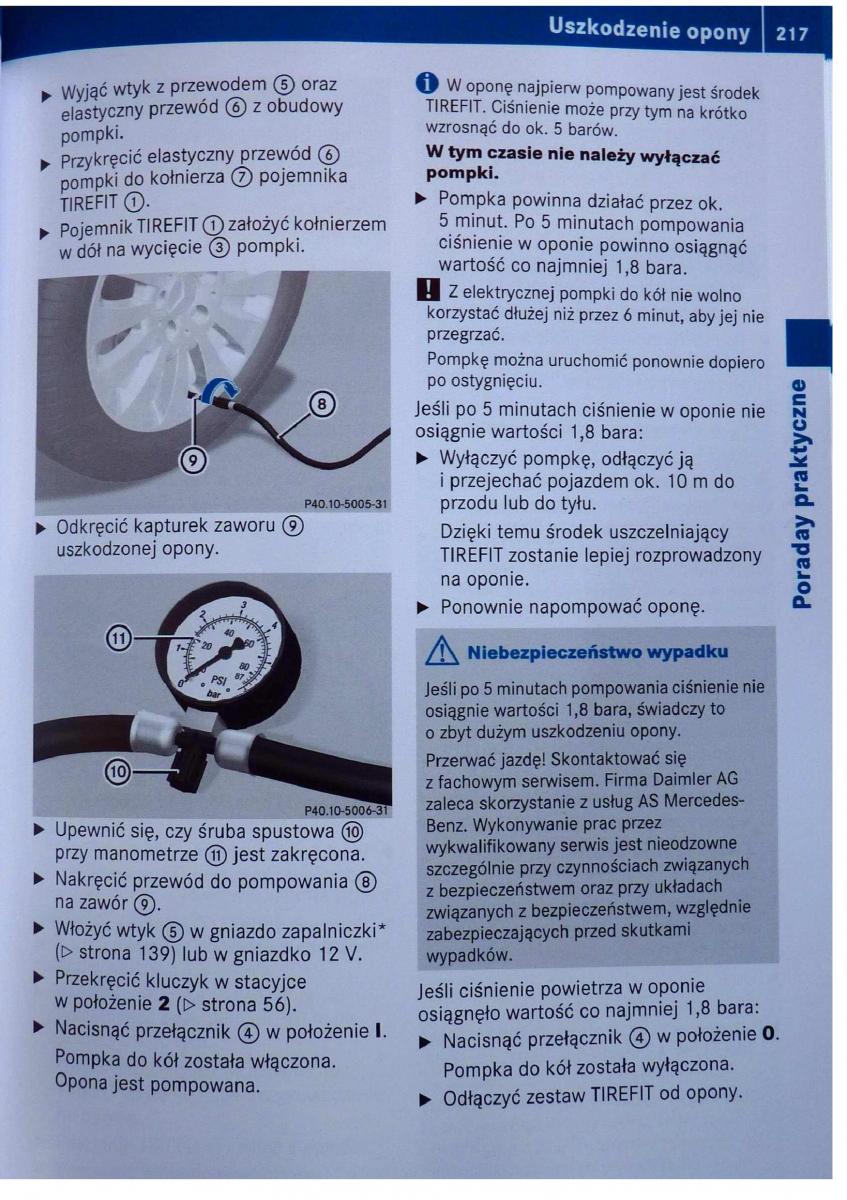 Mercedes Benz B Class W245 instrukcja obslugi / page 218