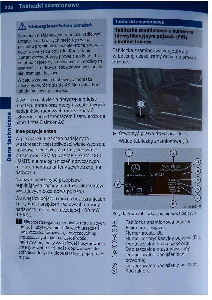 Mercedes Benz B Class W245 instrukcja obslugi / page 237