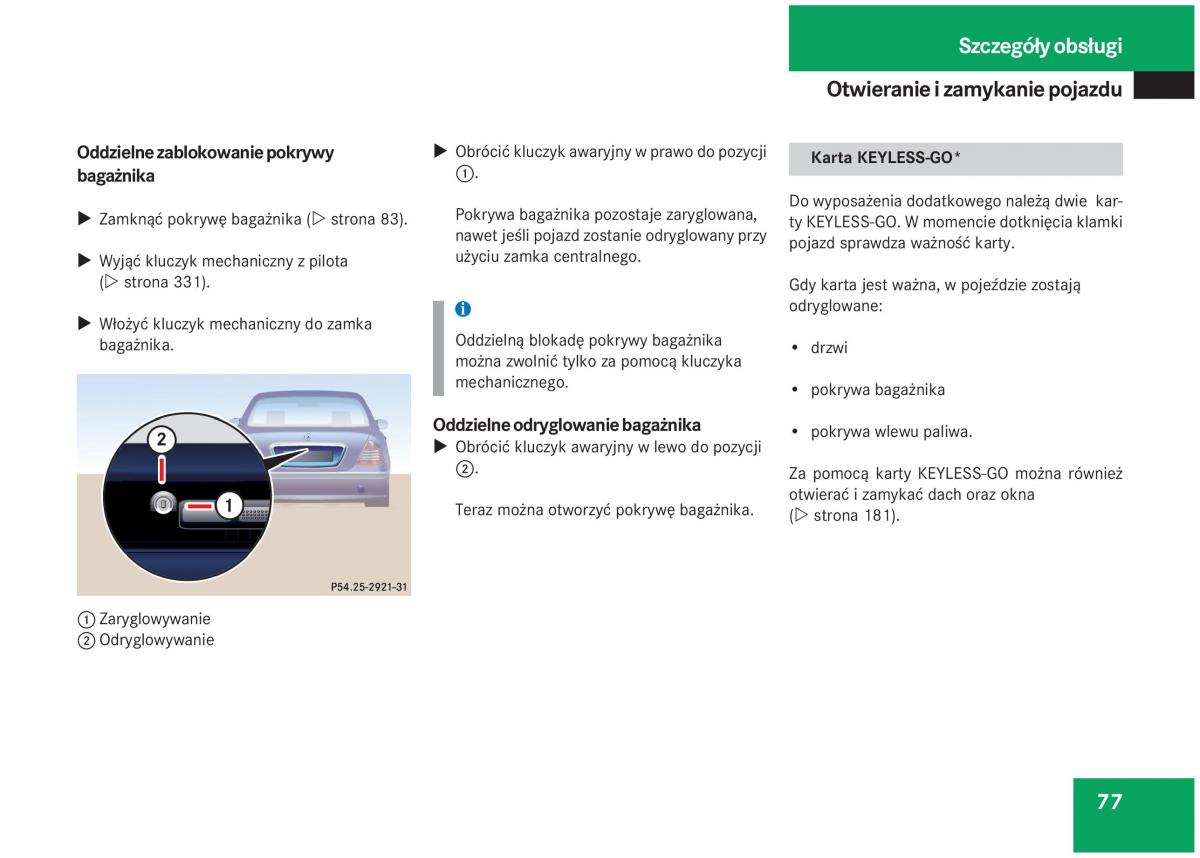 Mercedes Benz S Class W220 instrukcja obslugi / page 72