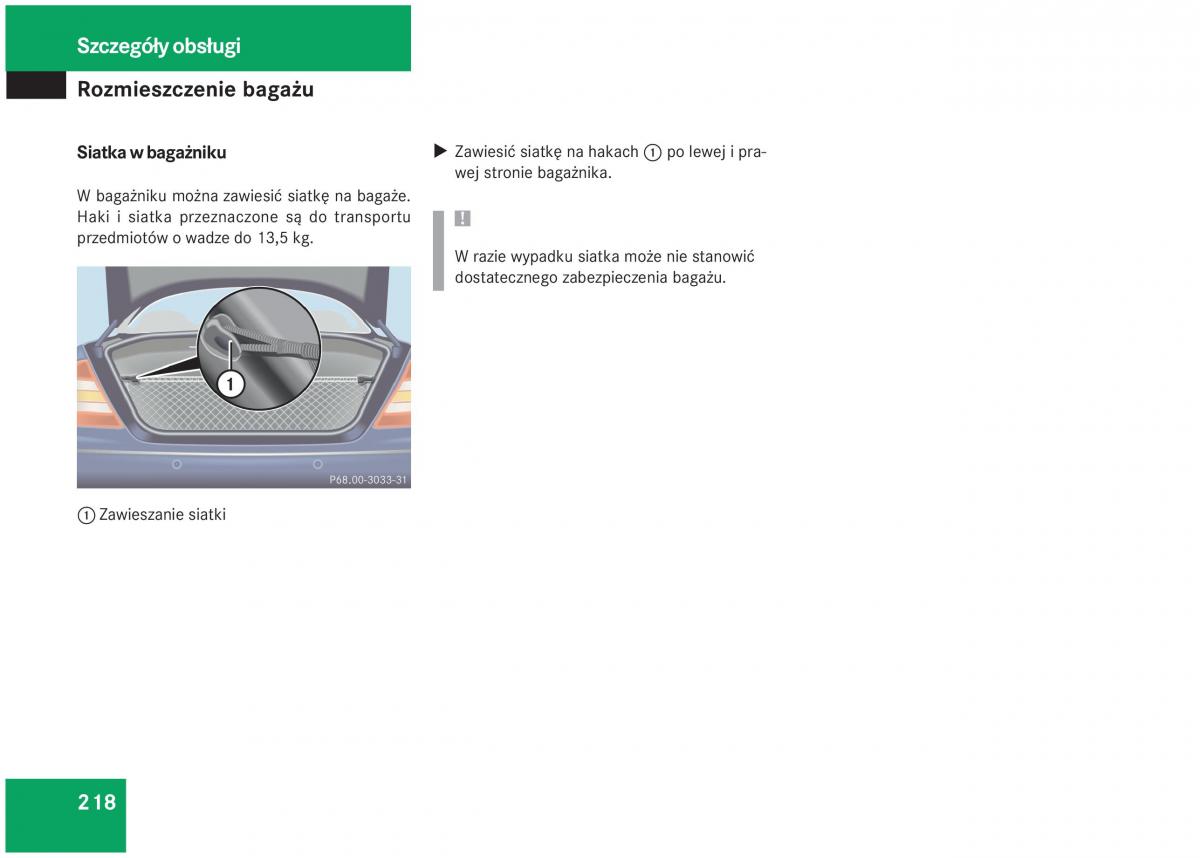 Mercedes Benz S Class W220 instrukcja obslugi / page 213