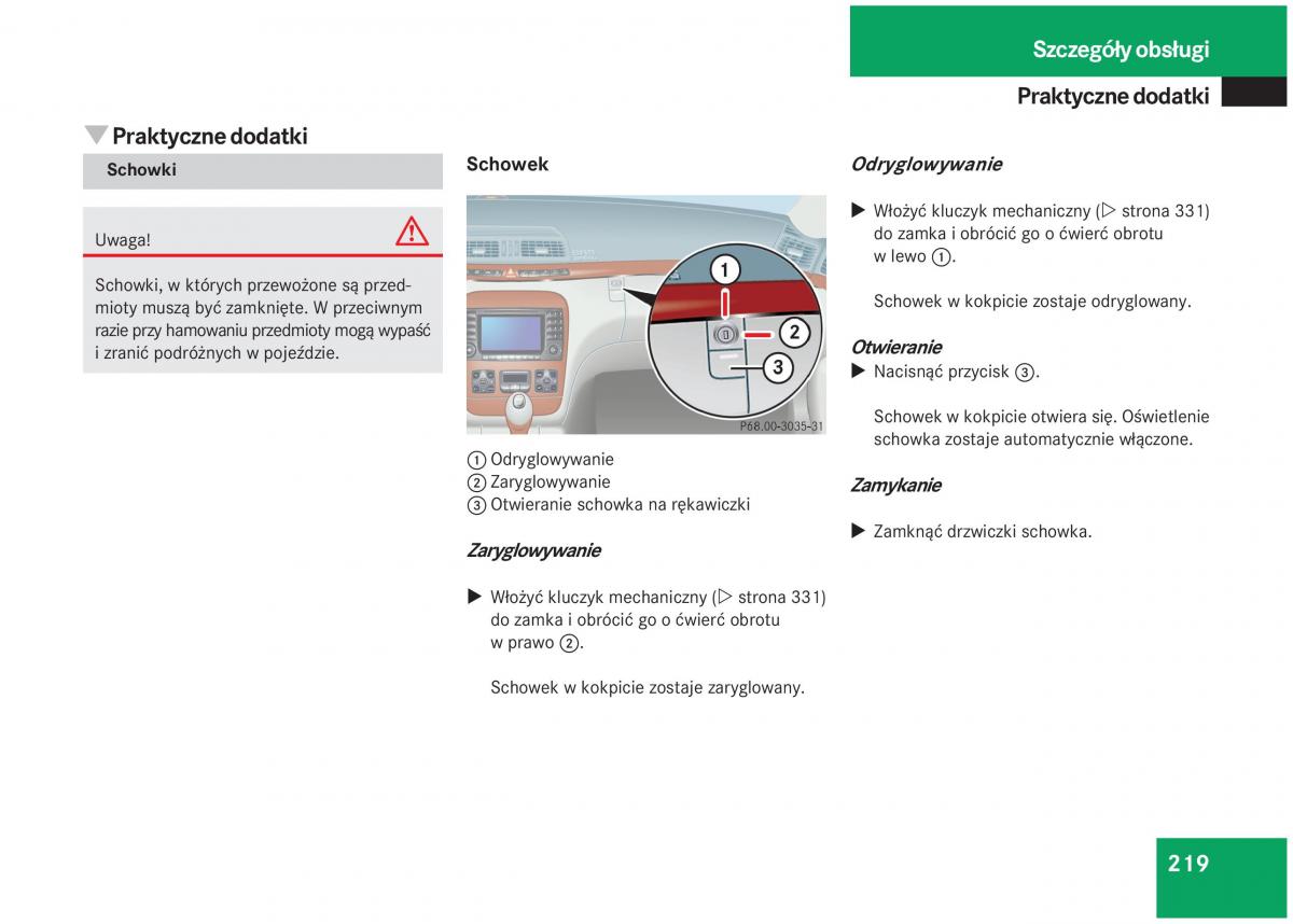 Mercedes Benz S Class W220 instrukcja obslugi / page 214