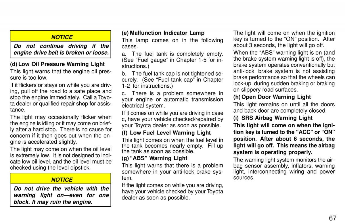 Toyota 4Runner 3 III N180 owners manual / page 64