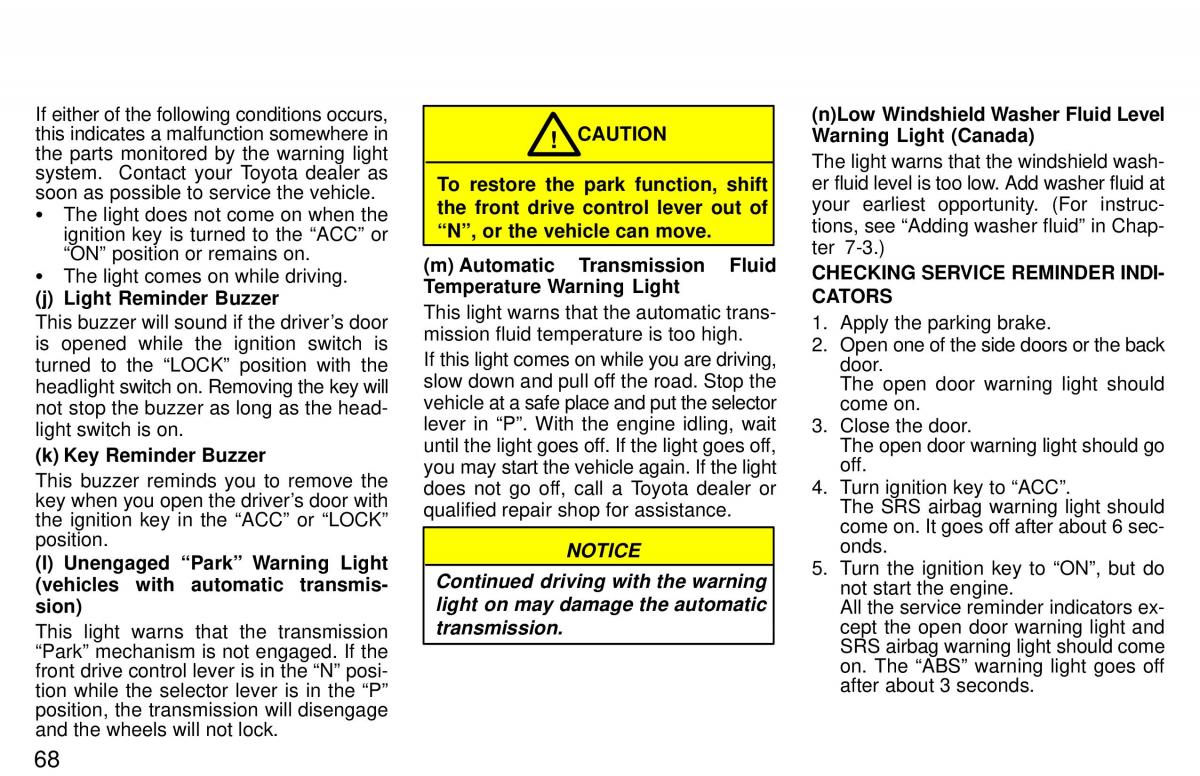 Toyota 4Runner 3 III N180 owners manual / page 65