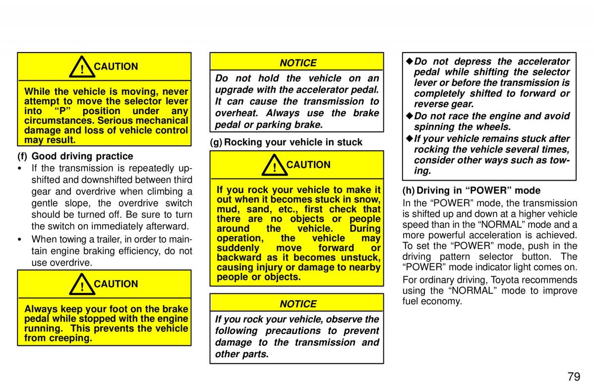 Toyota 4Runner 3 III N180 owners manual / page 76