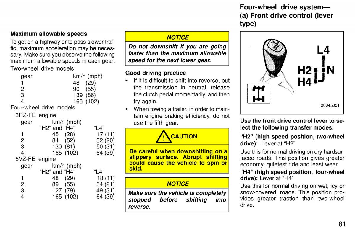 Toyota 4Runner 3 III N180 owners manual / page 78