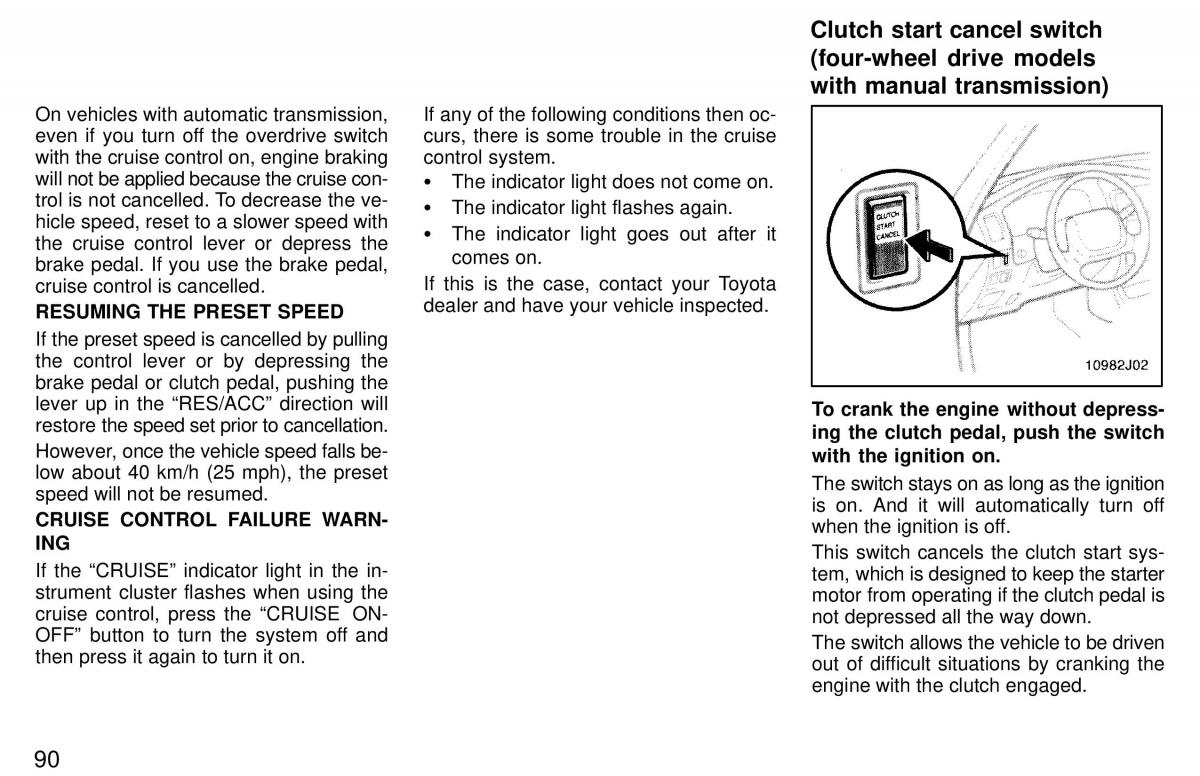 Toyota 4Runner 3 III N180 owners manual / page 87