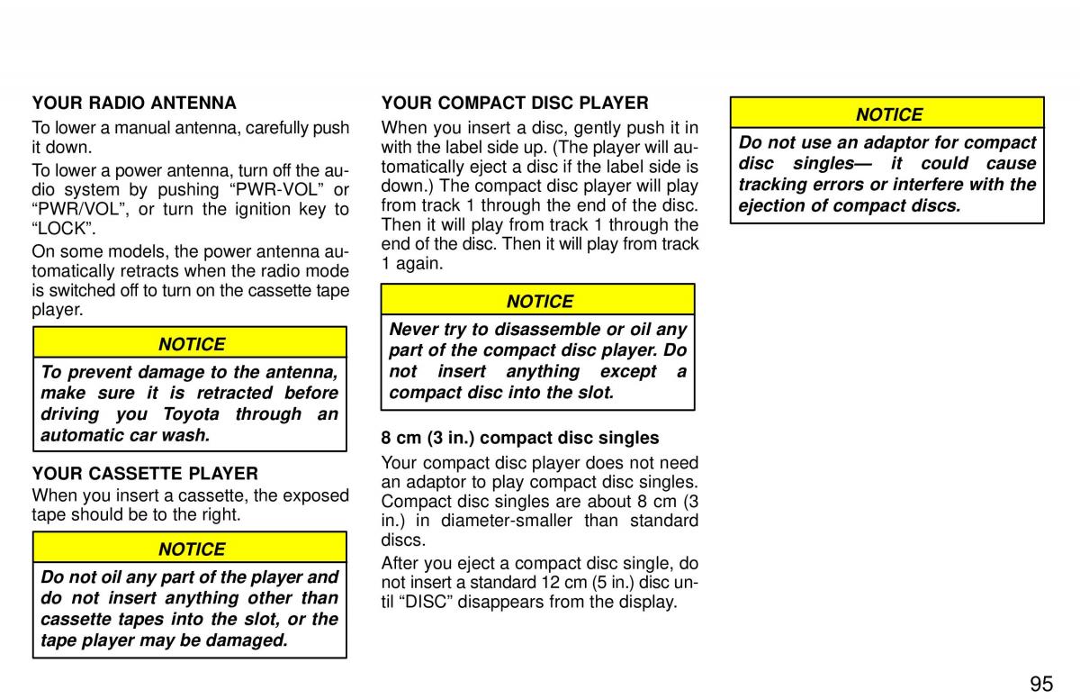 Toyota 4Runner 3 III N180 owners manual / page 92