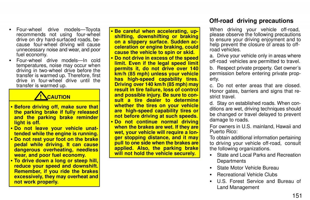 Toyota 4Runner 3 III N180 owners manual / page 148