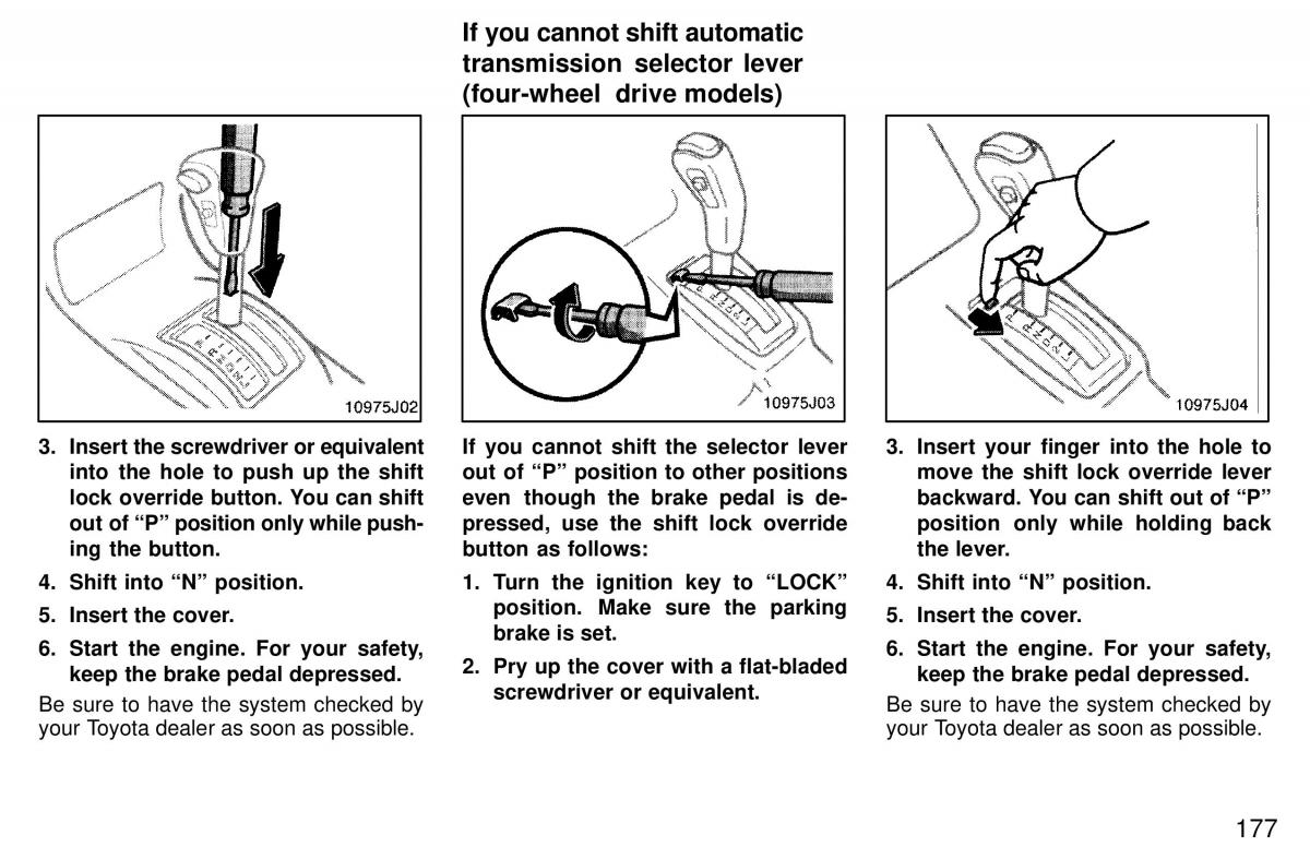 Toyota 4Runner 3 III N180 owners manual / page 174