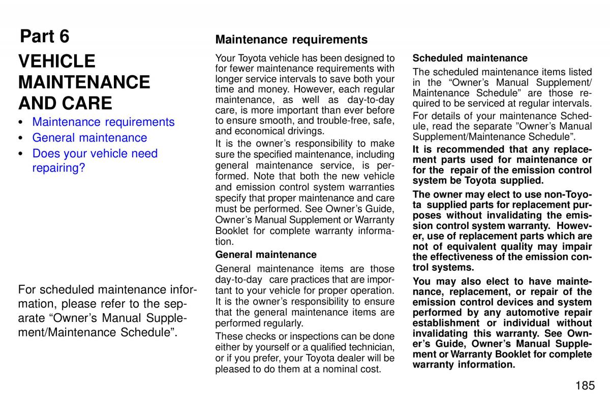 Toyota 4Runner 3 III N180 owners manual / page 182