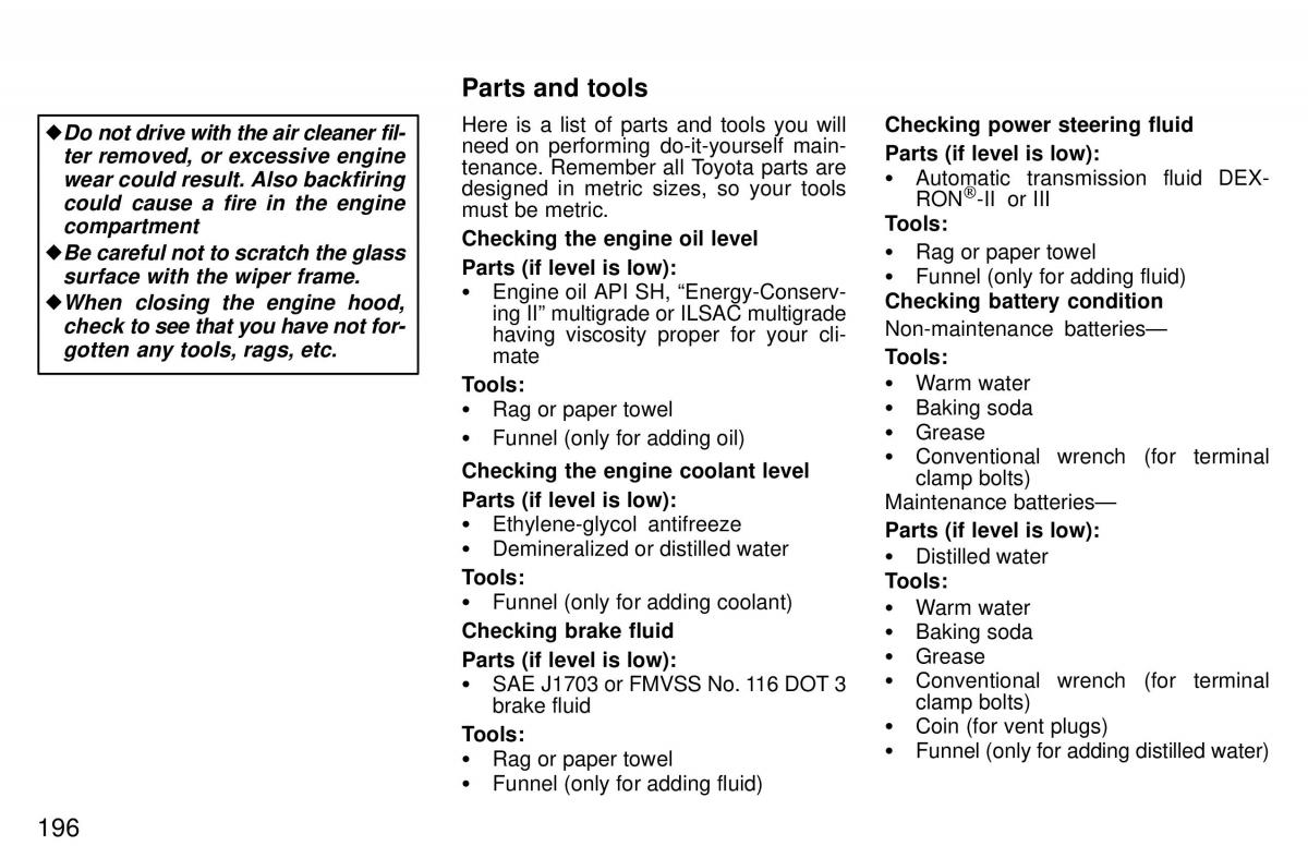 Toyota 4Runner 3 III N180 owners manual / page 193