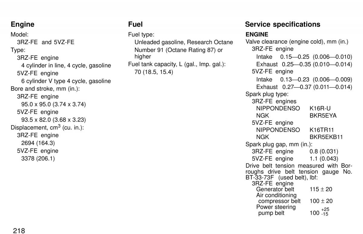 Toyota 4Runner 3 III N180 owners manual / page 215