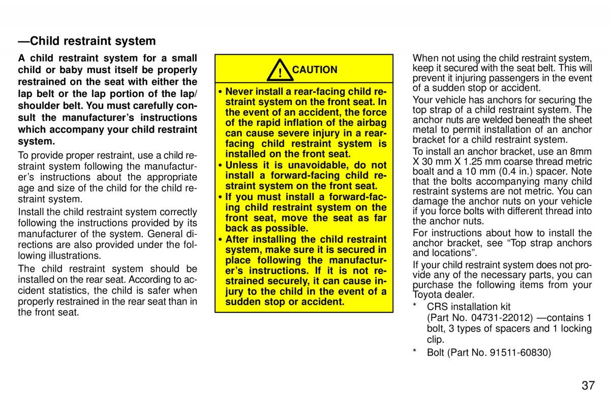 Toyota 4Runner 3 III N180 owners manual / page 34