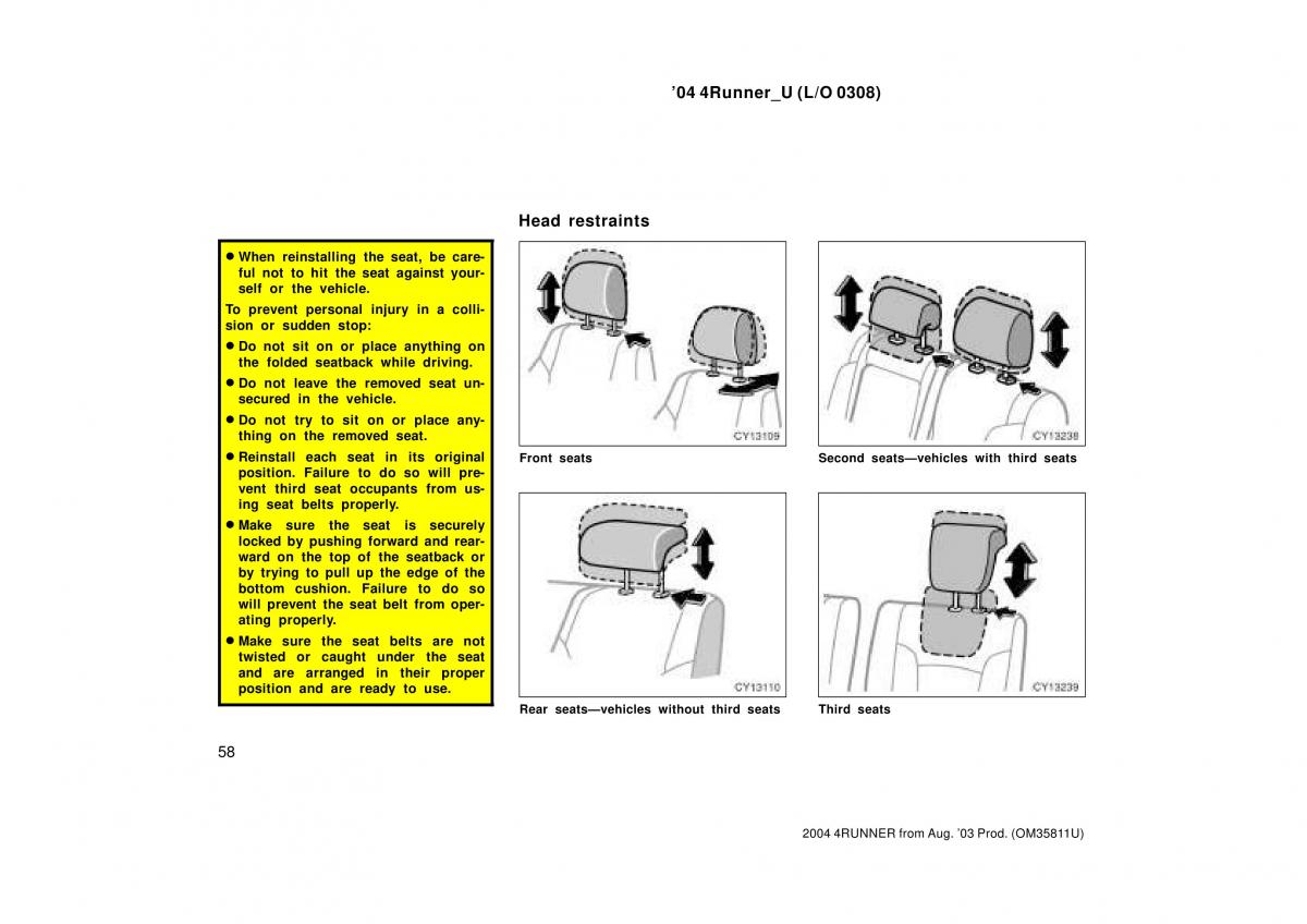 Toyota 4Runner 4 IV N210 owners manual / page 58