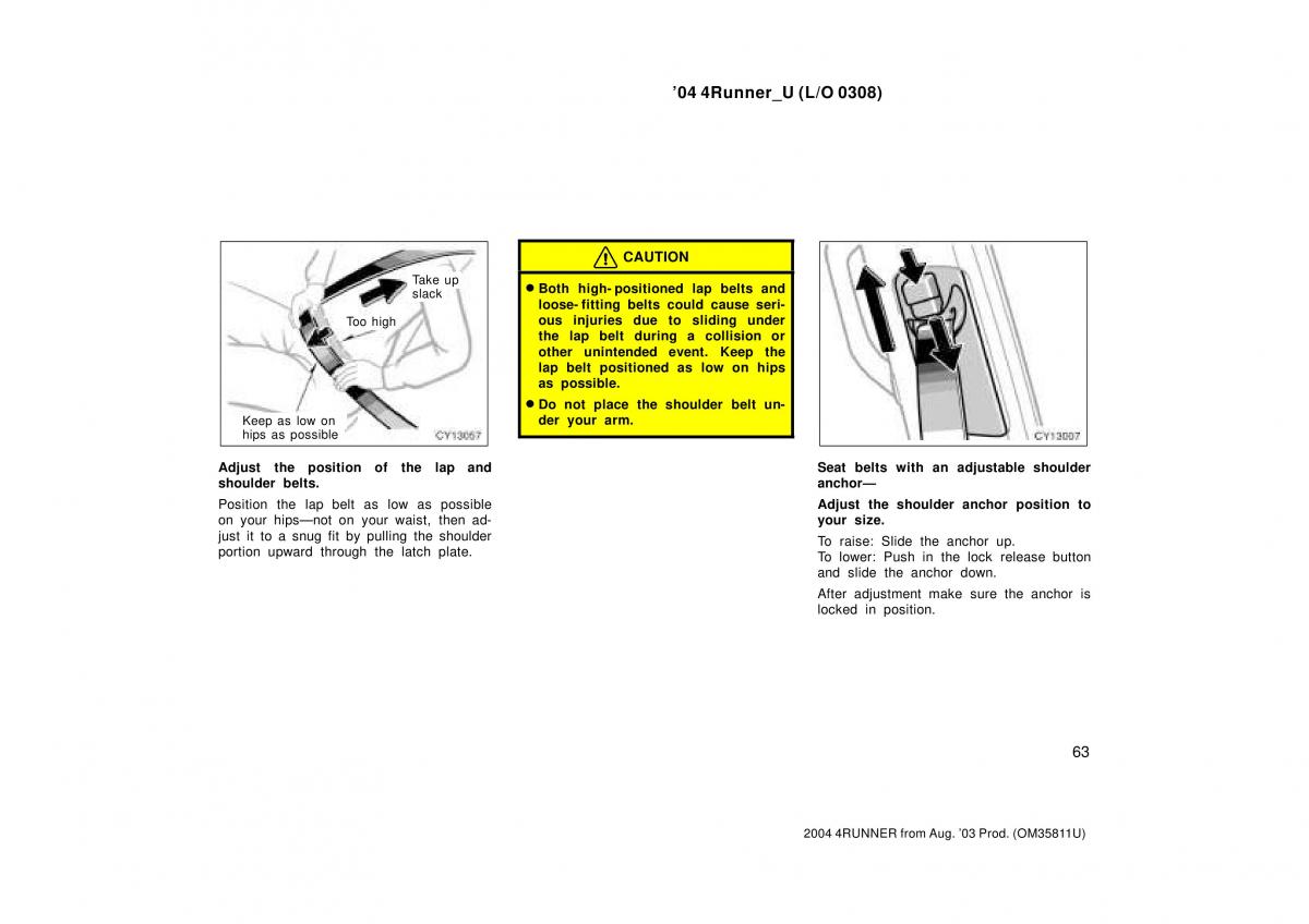 Toyota 4Runner 4 IV N210 owners manual / page 63