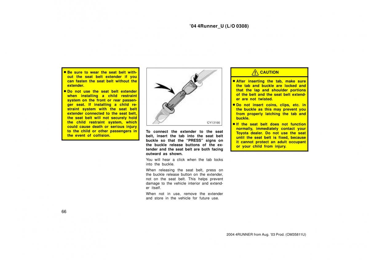 Toyota 4Runner 4 IV N210 owners manual / page 66