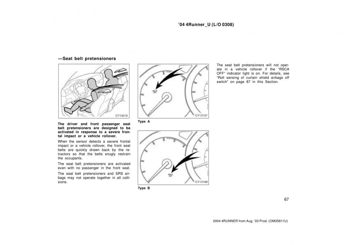 Toyota 4Runner 4 IV N210 owners manual / page 67