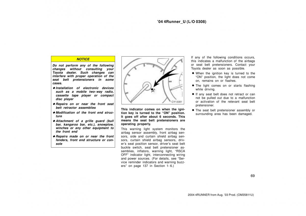 Toyota 4Runner 4 IV N210 owners manual / page 69