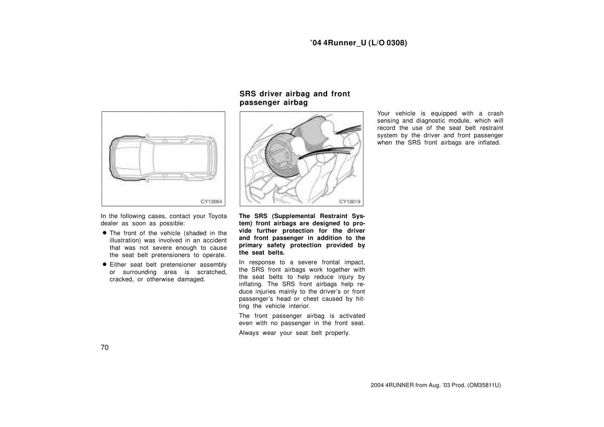 Toyota 4Runner 4 IV N210 owners manual / page 70