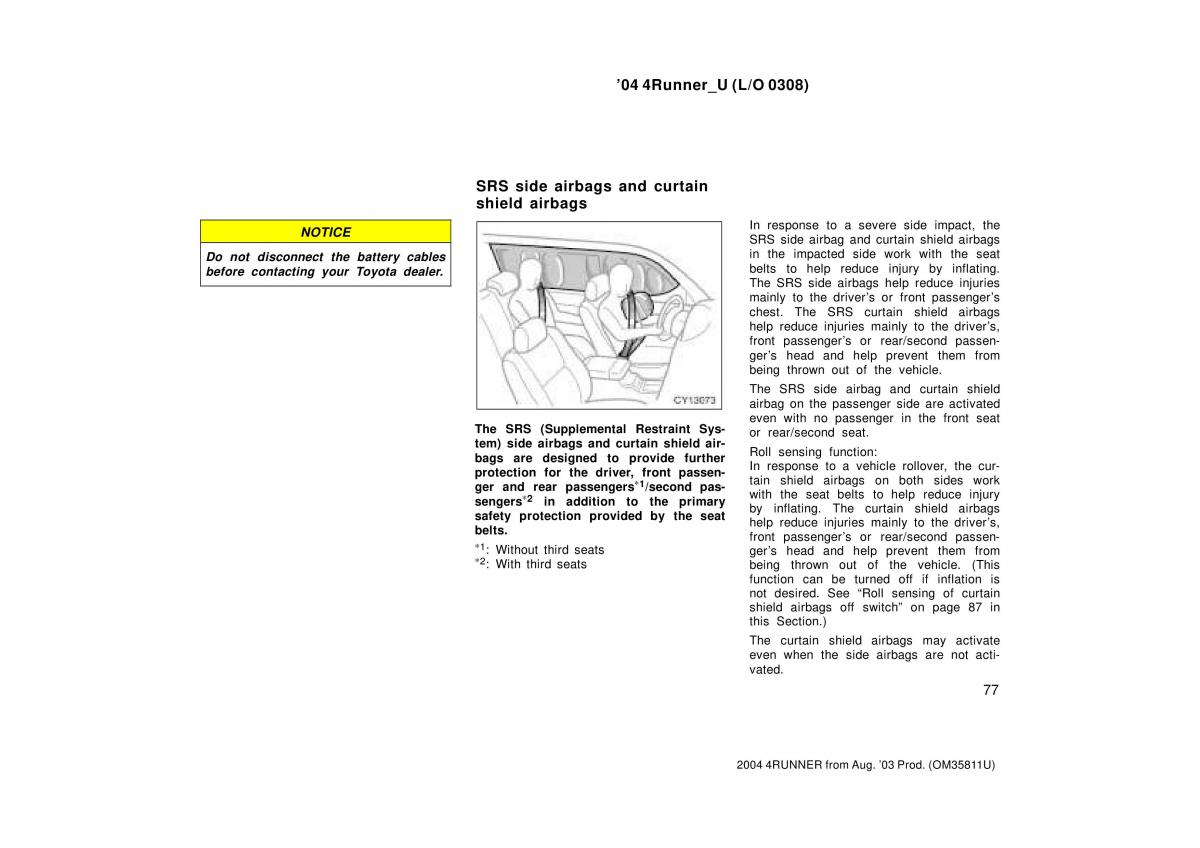 Toyota 4Runner 4 IV N210 owners manual / page 77