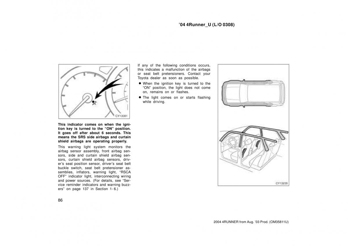 Toyota 4Runner 4 IV N210 owners manual / page 86