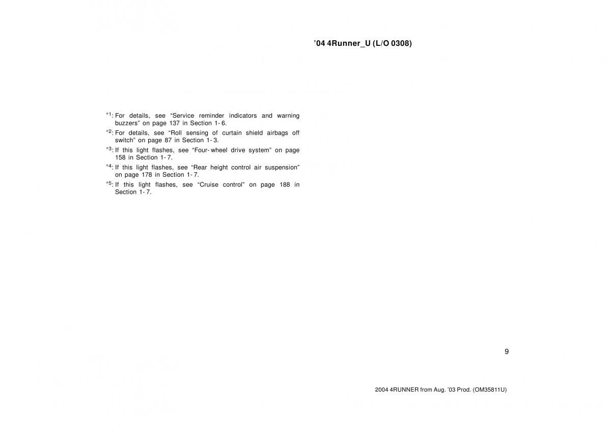 Toyota 4Runner 4 IV N210 owners manual / page 9