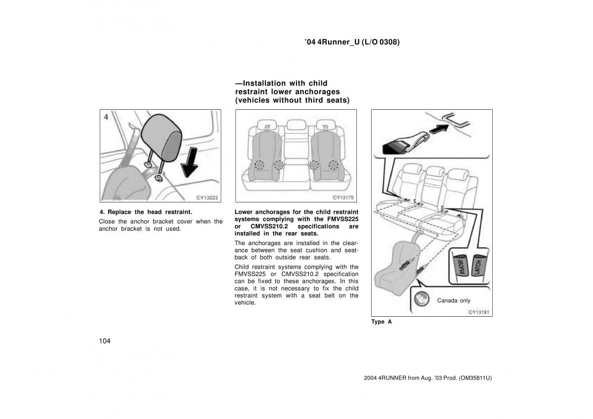 Toyota 4Runner 4 IV N210 owners manual / page 104