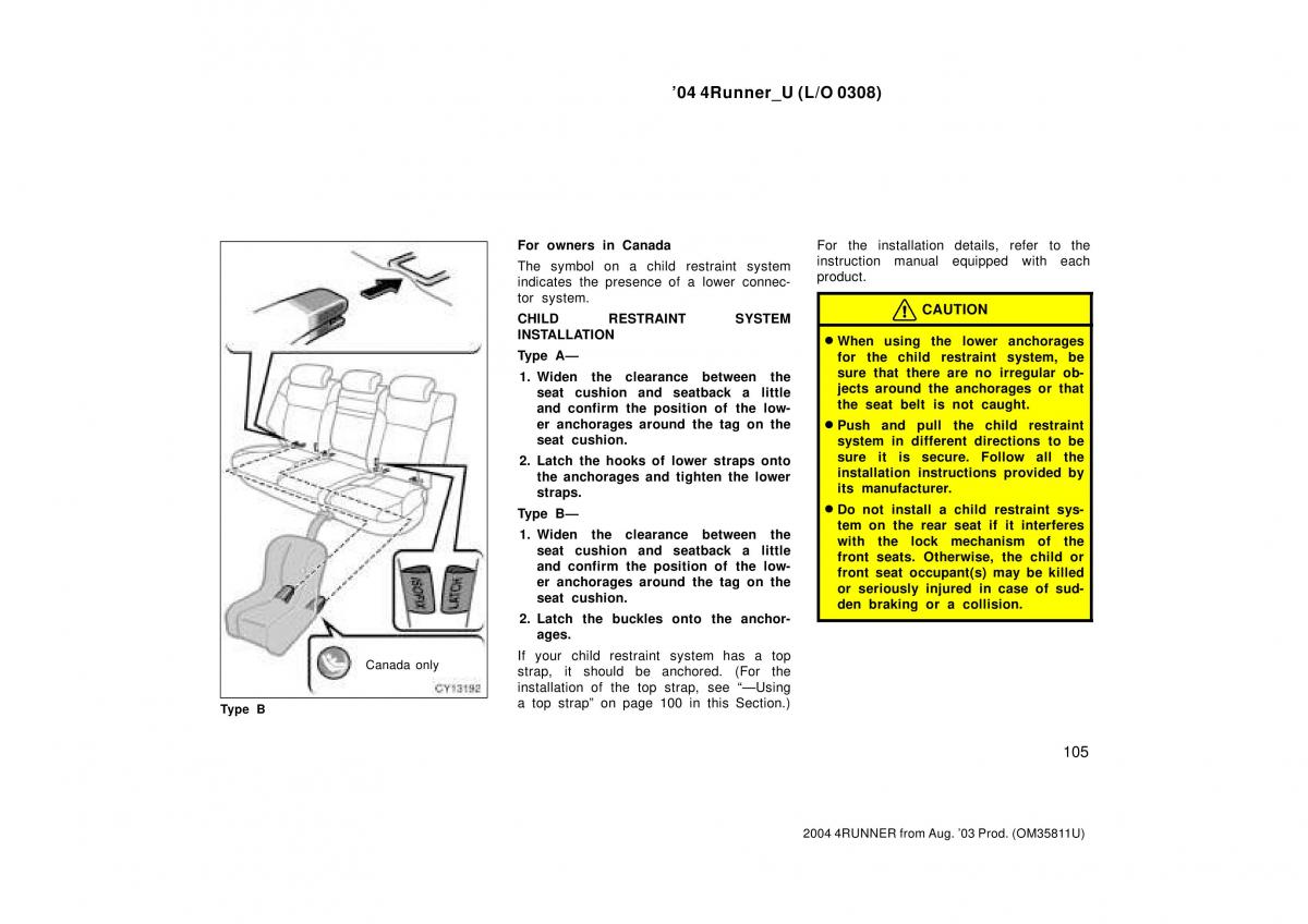 Toyota 4Runner 4 IV N210 owners manual / page 105