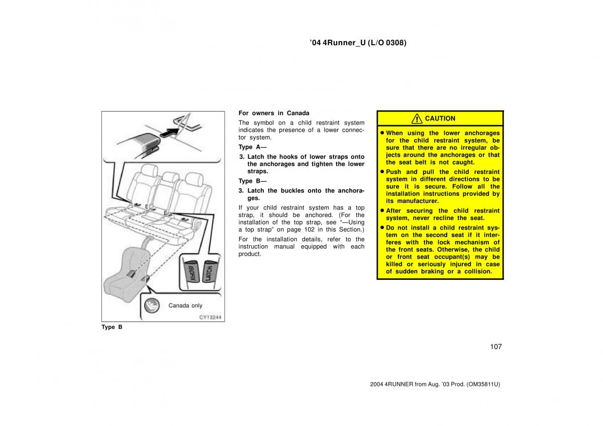 Toyota 4Runner 4 IV N210 owners manual / page 107