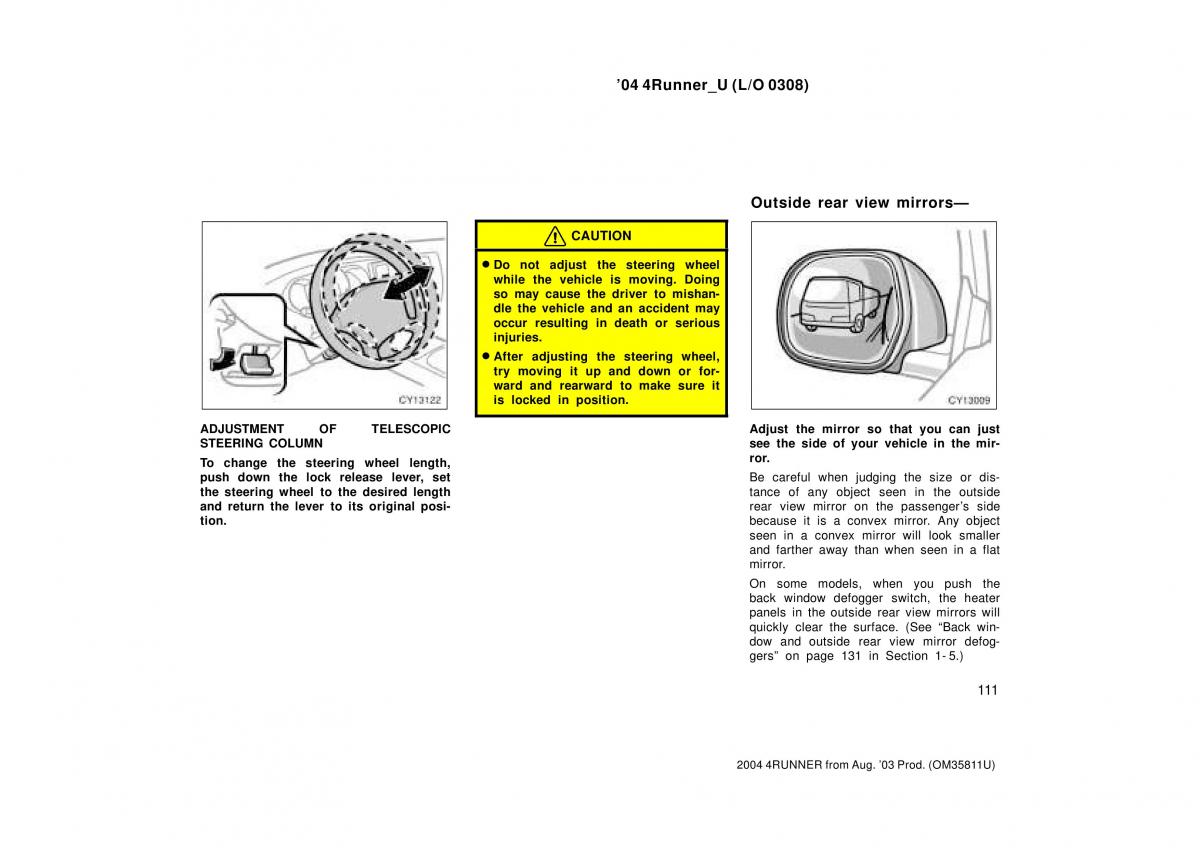 Toyota 4Runner 4 IV N210 owners manual / page 111