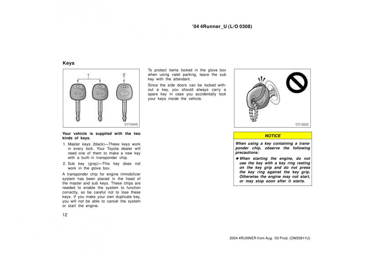 Toyota 4Runner 4 IV N210 owners manual / page 12