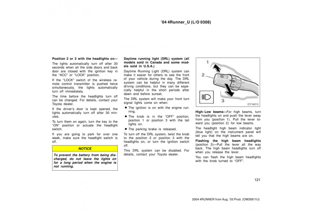 Toyota 4Runner 4 IV N210 owners manual / page 121