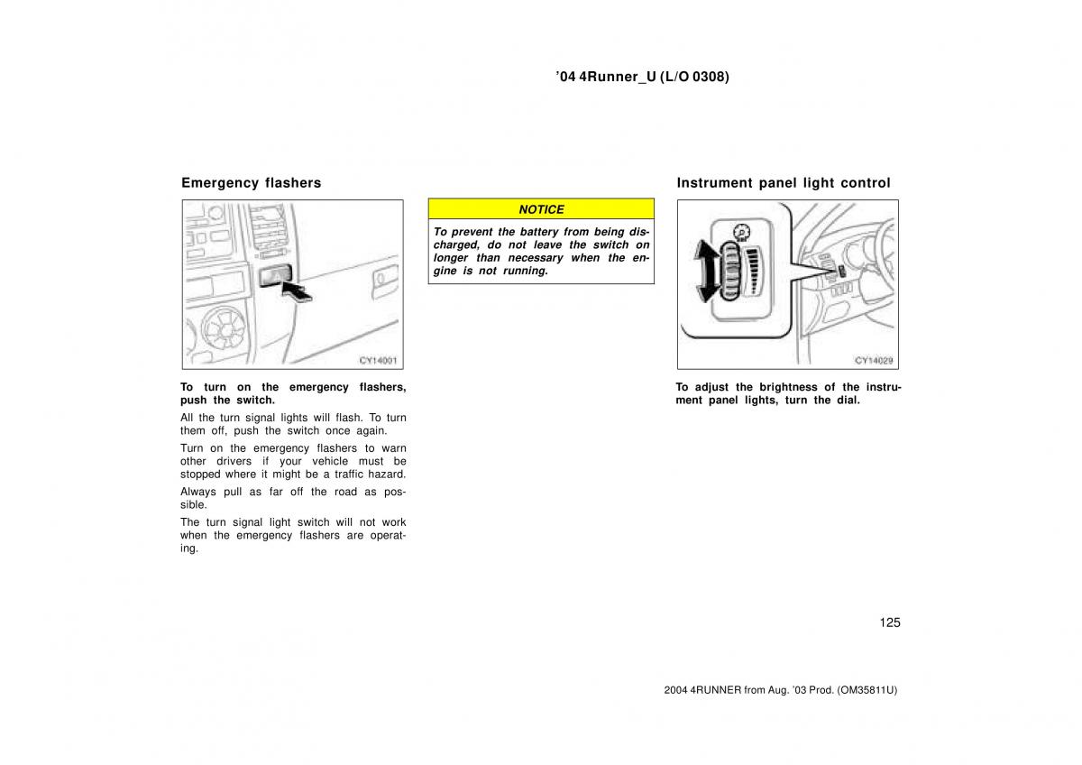 Toyota 4Runner 4 IV N210 owners manual / page 125