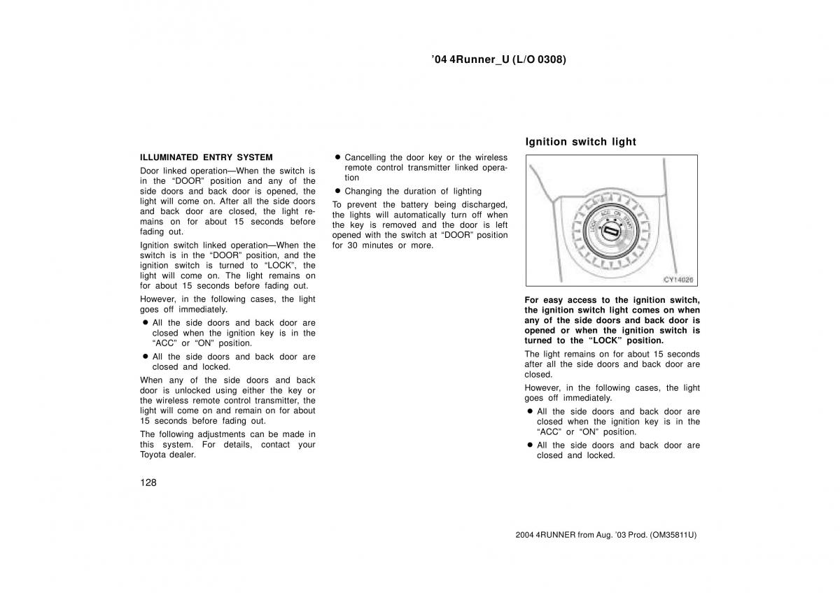 Toyota 4Runner 4 IV N210 owners manual / page 128