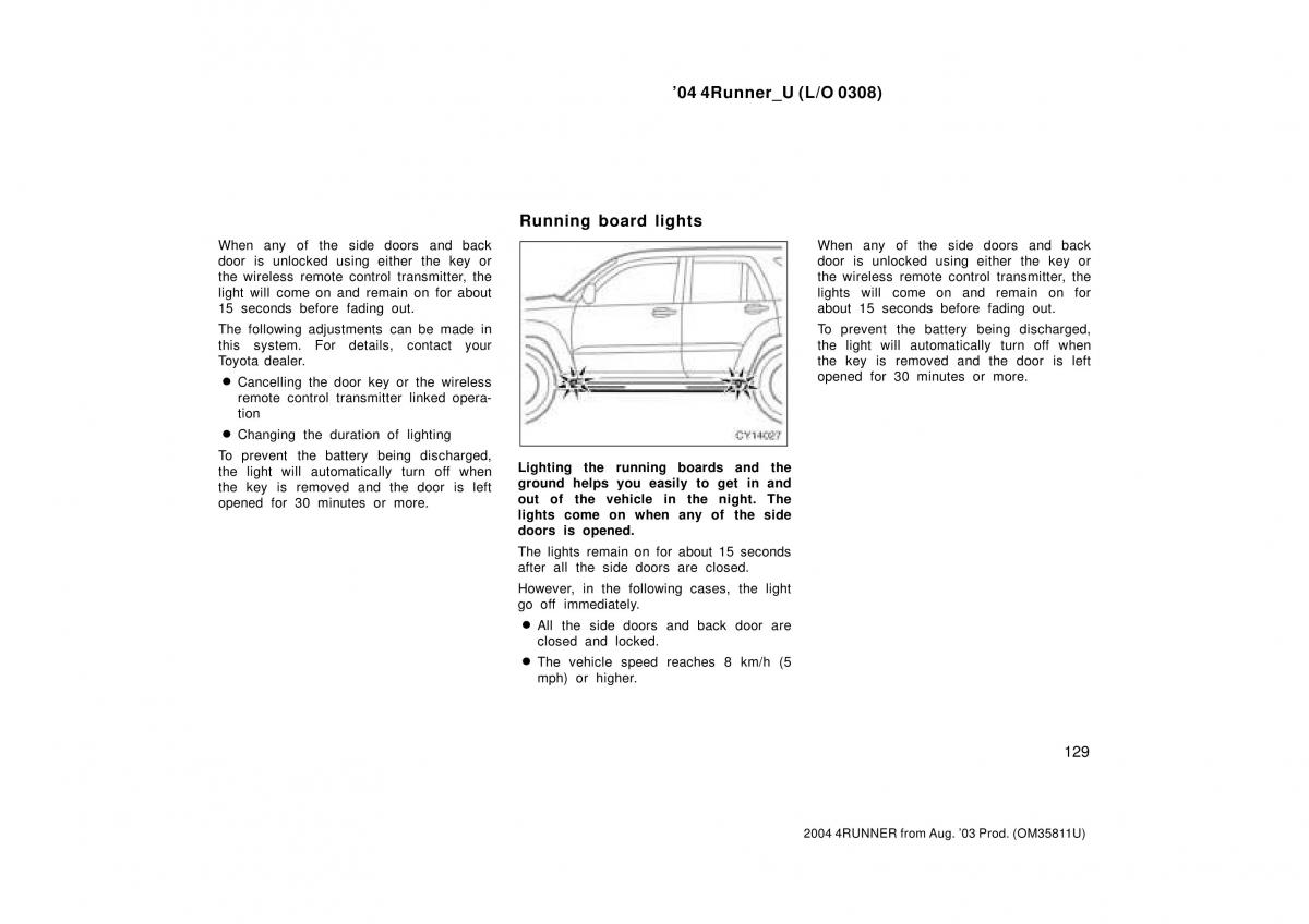 Toyota 4Runner 4 IV N210 owners manual / page 129