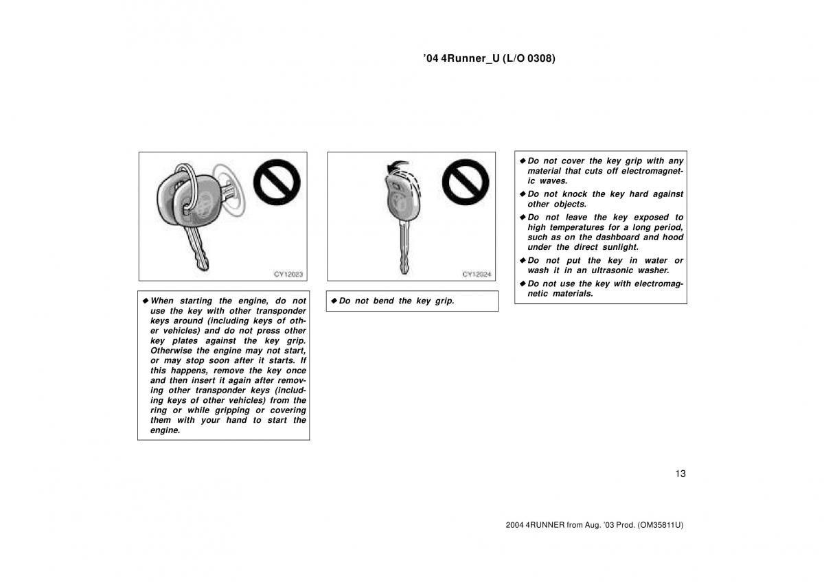 Toyota 4Runner 4 IV N210 owners manual / page 13