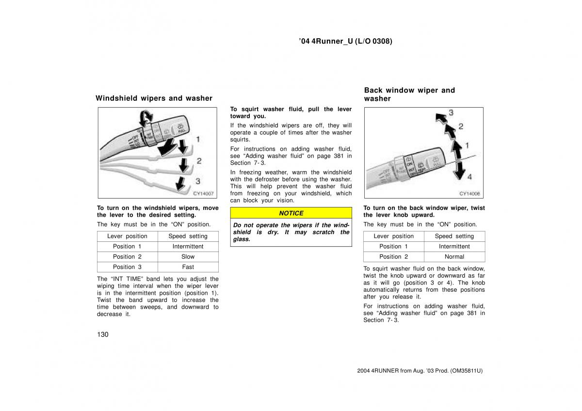 Toyota 4Runner 4 IV N210 owners manual / page 130