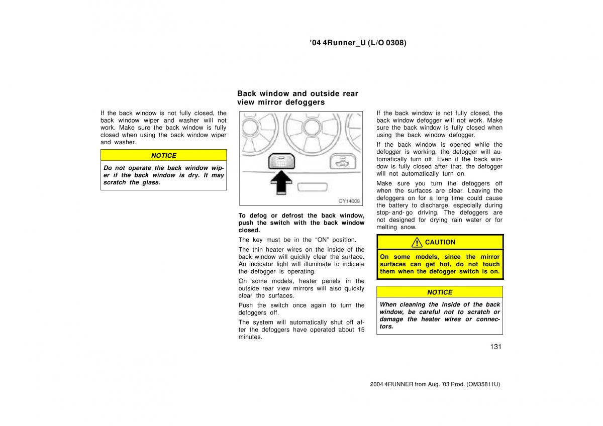 Toyota 4Runner 4 IV N210 owners manual / page 131