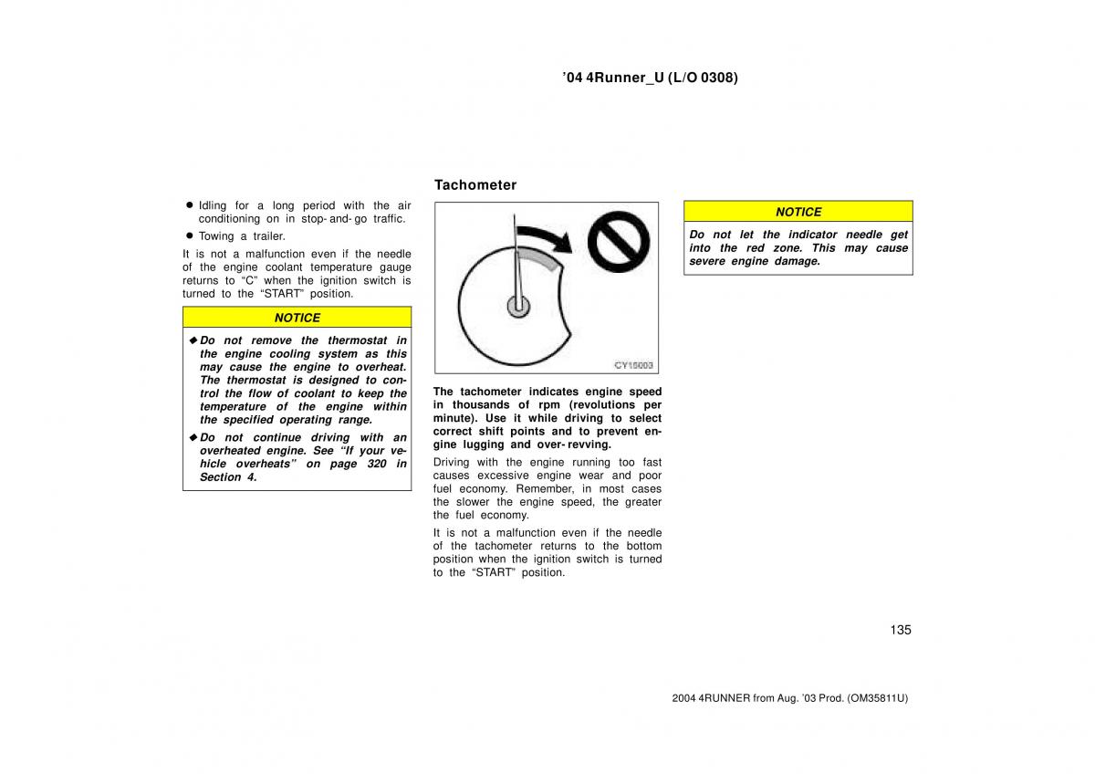 Toyota 4Runner 4 IV N210 owners manual / page 135