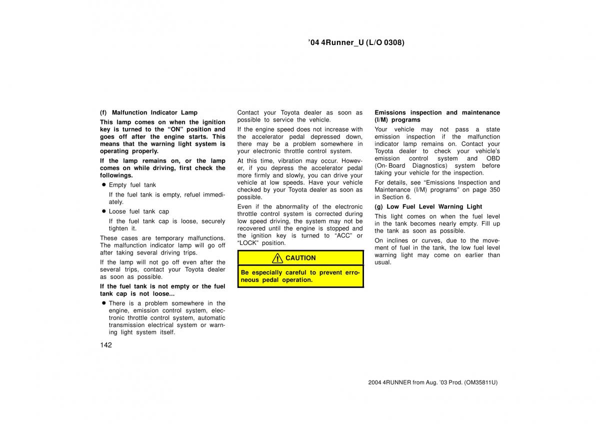 Toyota 4Runner 4 IV N210 owners manual / page 142