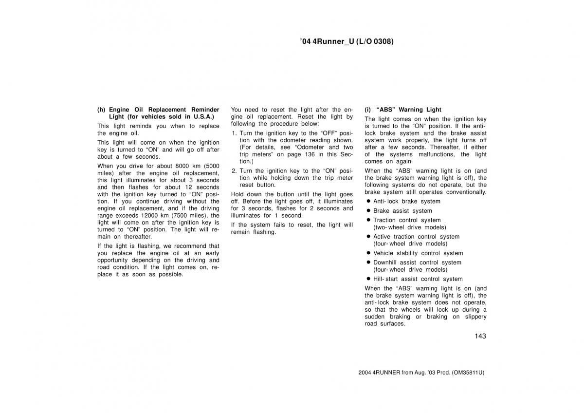 Toyota 4Runner 4 IV N210 owners manual / page 143