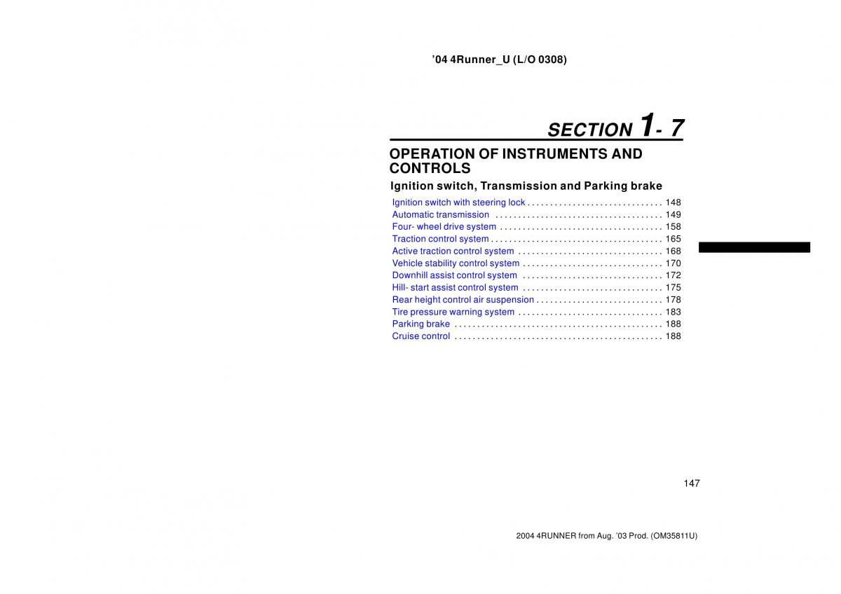 Toyota 4Runner 4 IV N210 owners manual / page 147